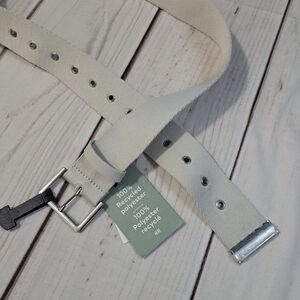 H&M Off White Silver Gromet Large Fabric Belt